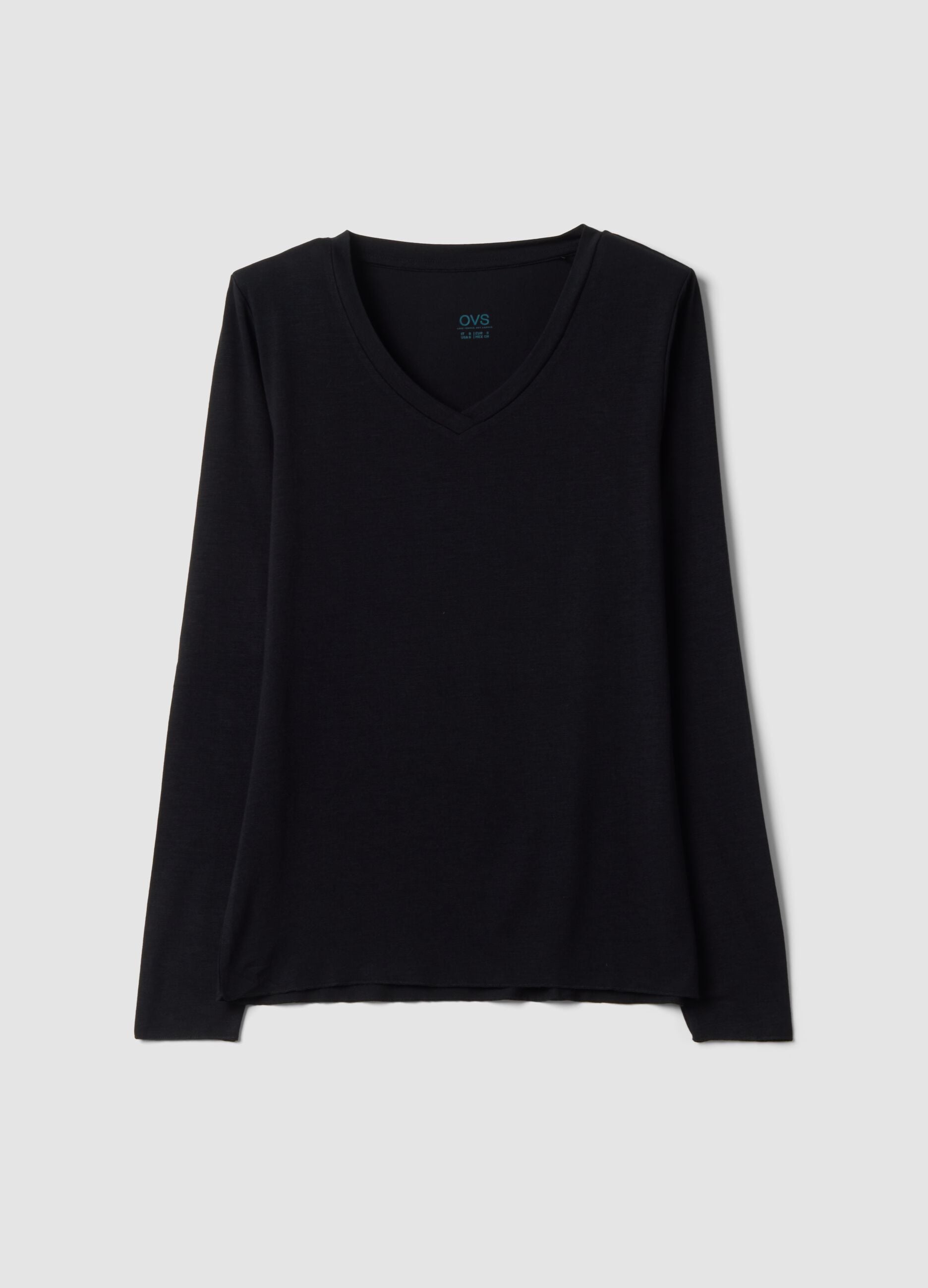 &Mu;&alpha;ύ&rho;&omicron; T-shirt &alpha;&pi;ό &epsilon;&lambda;&alpha;&sigma;&tau;&iota;&kappa;ό modal &mu;&epsilon; &sigma;&tau;&rho;&omicron;&gamma;&gamma;&upsilon;&lambda;ή &lambda;&alpha;&iota;&mu;ό&kappa;&omicron;&psi;&eta;, &kappa;&alpha;&nu;&omicron;&nu;&iota;&kappa;ή &epsilon;&phi;&alpha;&rho;&mu;&omicron;&gamma;ή