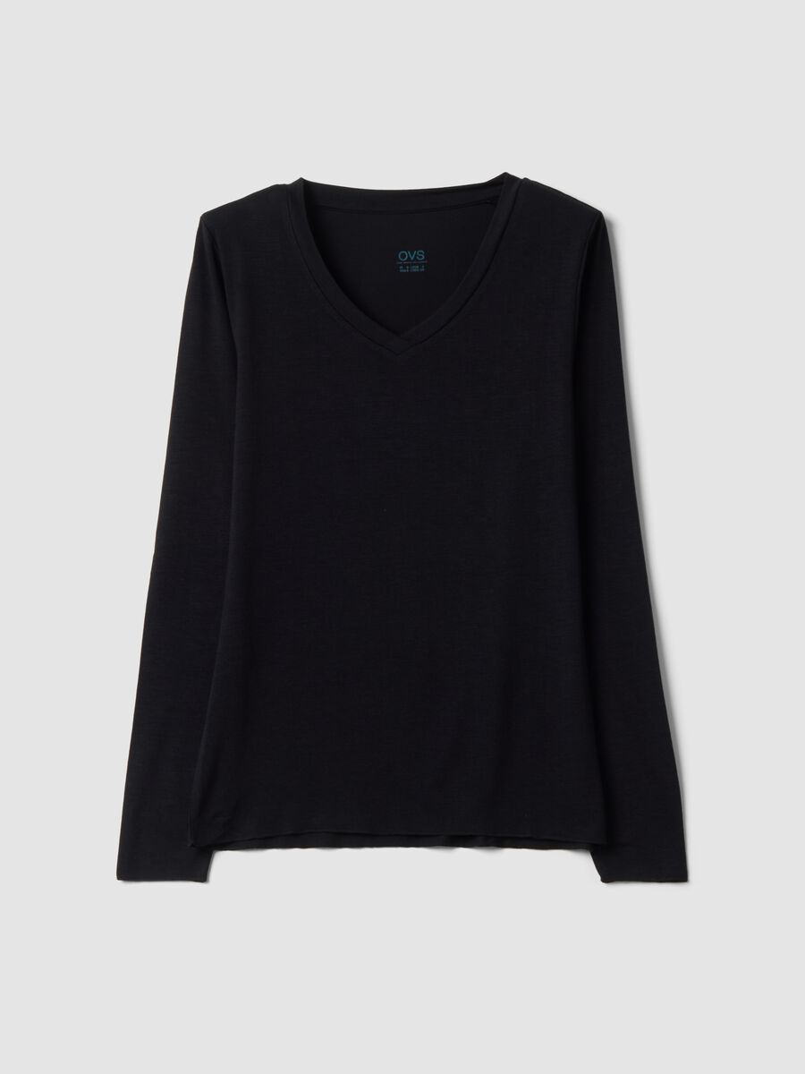 &Mu;&alpha;ύ&rho;&omicron; T-shirt &alpha;&pi;ό &epsilon;&lambda;&alpha;&sigma;&tau;&iota;&kappa;ό modal &mu;&epsilon; &sigma;&tau;&rho;&omicron;&gamma;&gamma;&upsilon;&lambda;ή &lambda;&alpha;&iota;&mu;ό&kappa;&omicron;&psi;&eta;, &kappa;&alpha;&nu;&omicron;&nu;&iota;&kappa;ή &epsilon;&phi;&alpha;&rho;&mu;&omicron;&gamma;ή_0