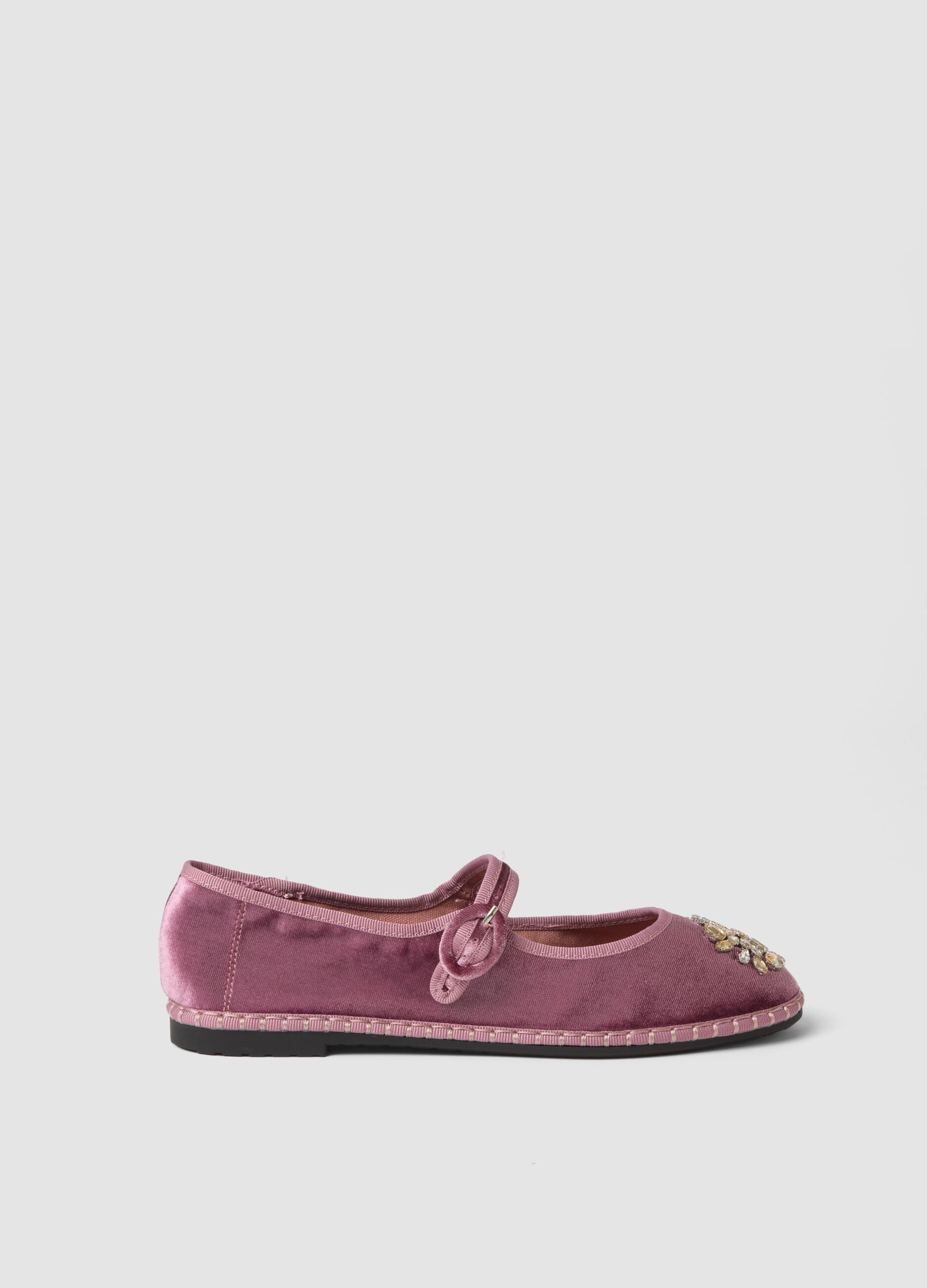Friulane rosa con cinturino e strass
