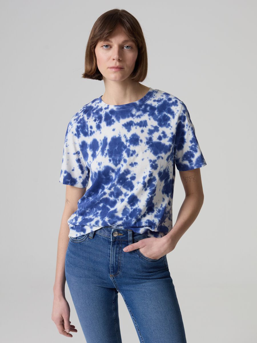 T-shirt in cotone con stampa Tie Dye_2