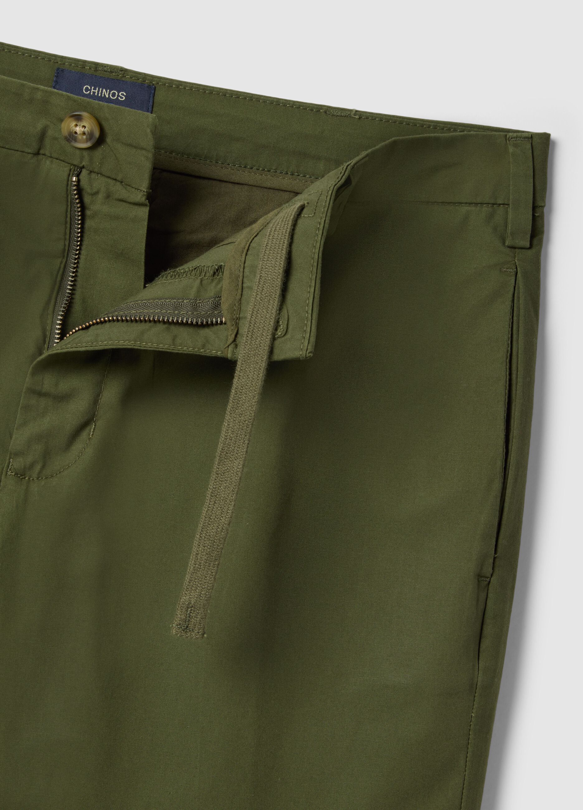 Regular fit green stretch cotton chino trousers