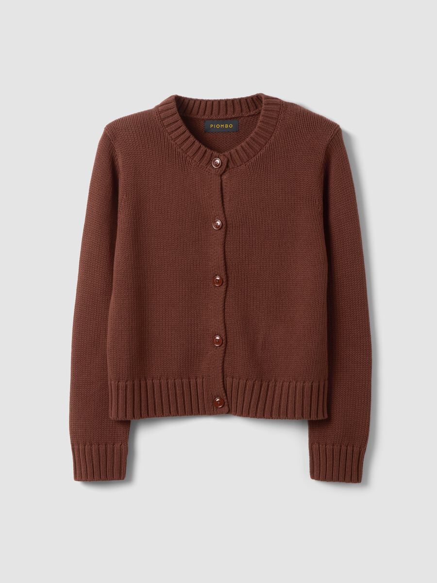 Brauner Cardigan aus reiner Baumwolle mit Kn&ouml;pfen, Regular Fit_0