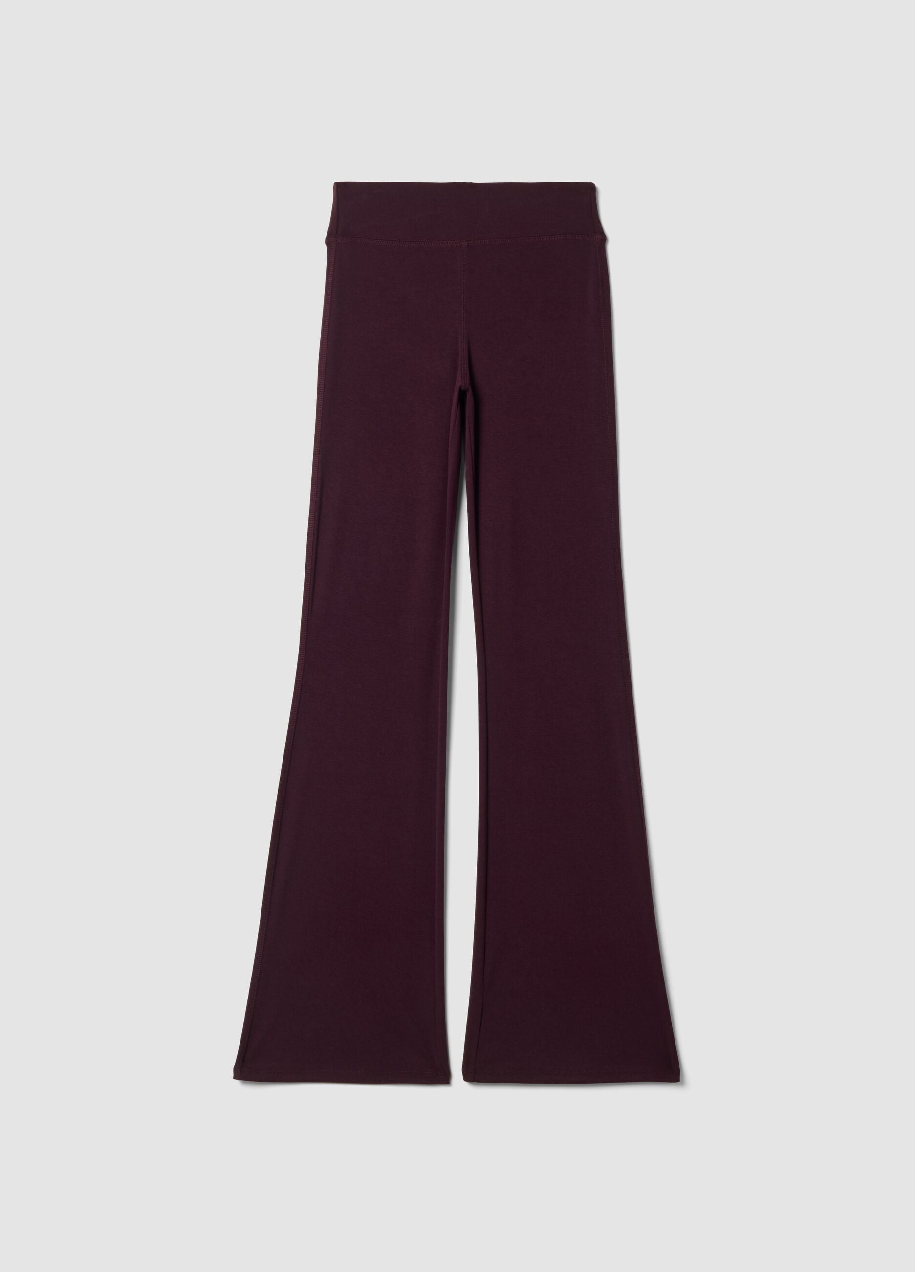 Purple flared leggings in stretch viscose jersey