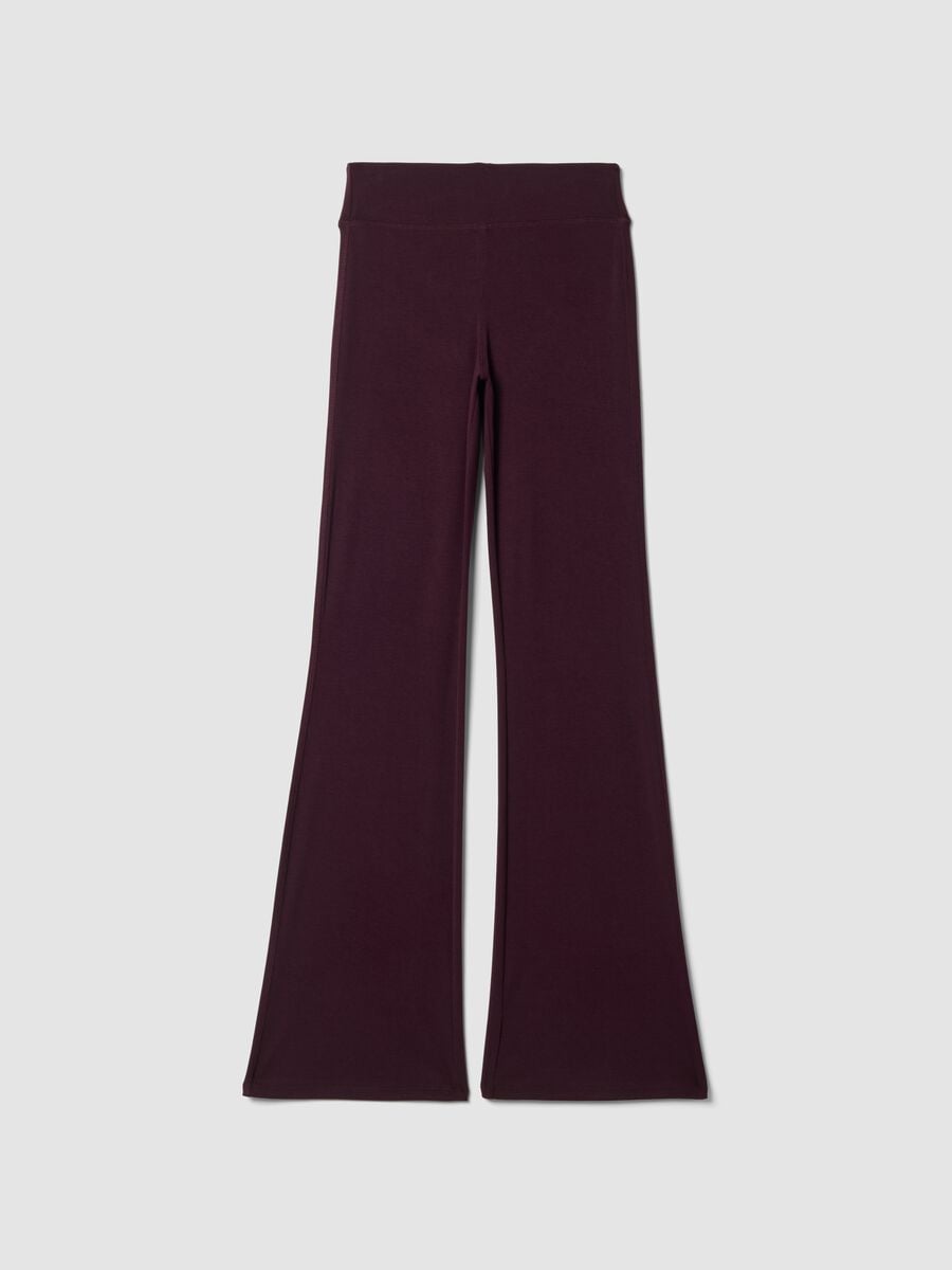 Purple flared leggings in stretch viscose jersey_0