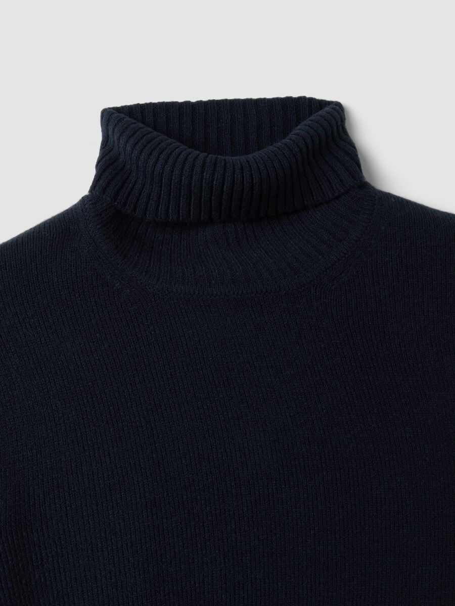 Maglia blu a dolcevita regular fit in jersey knit_1