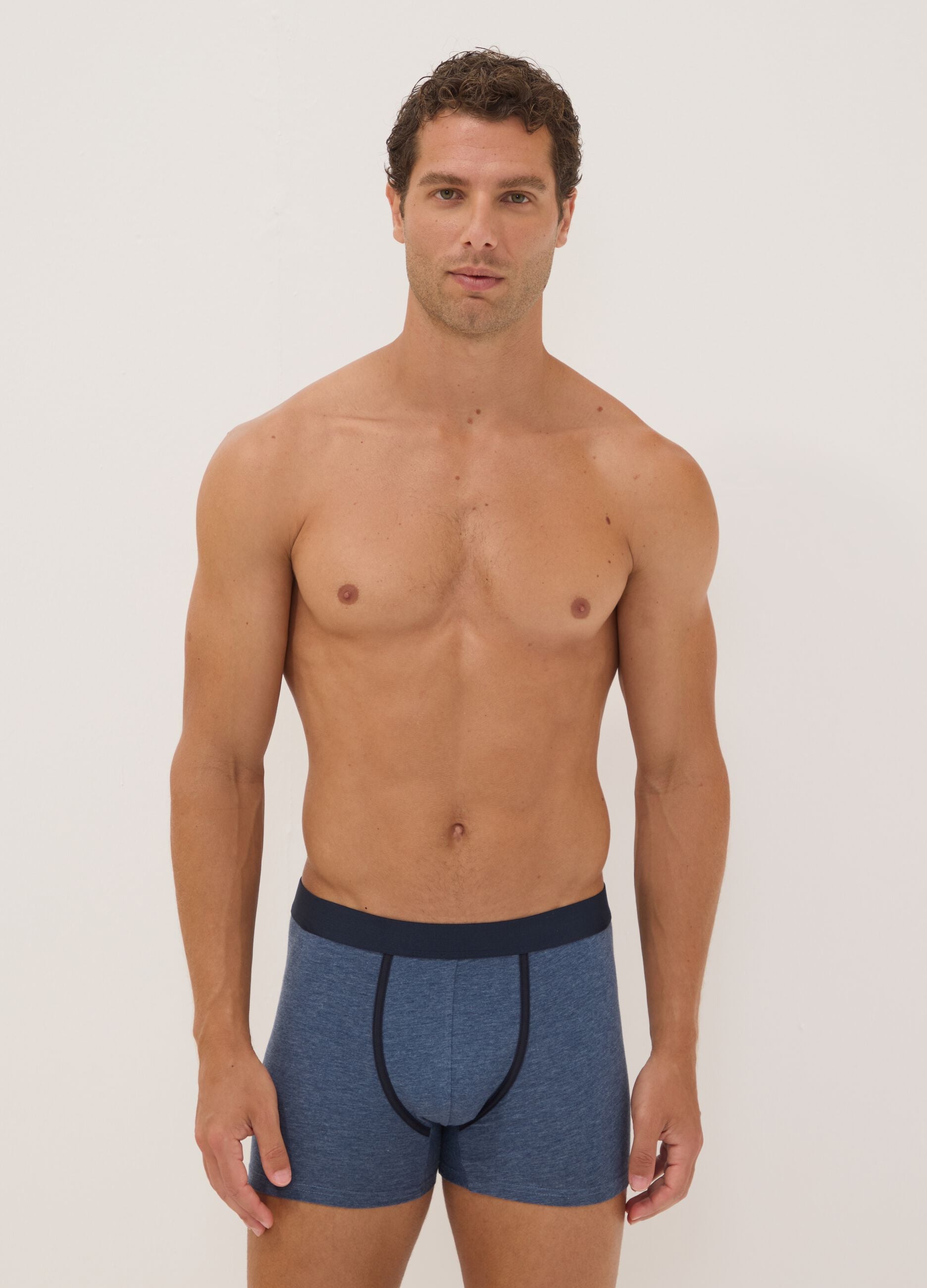 3er-Pack Boxershorts in Blau und Schwarz aus elastischer Bio-Baumwolle