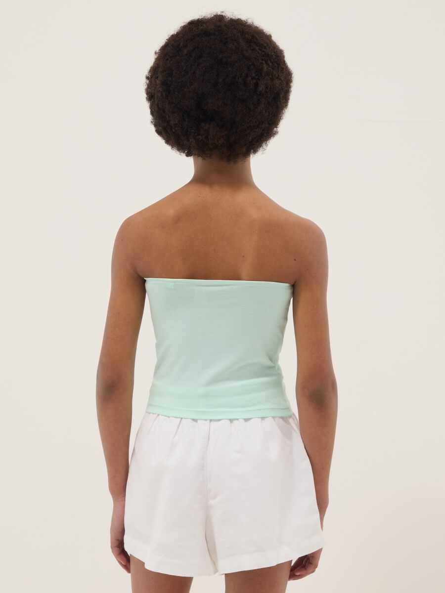 Girls&rsquo; fitted green bandeau top in stretch cotton_1