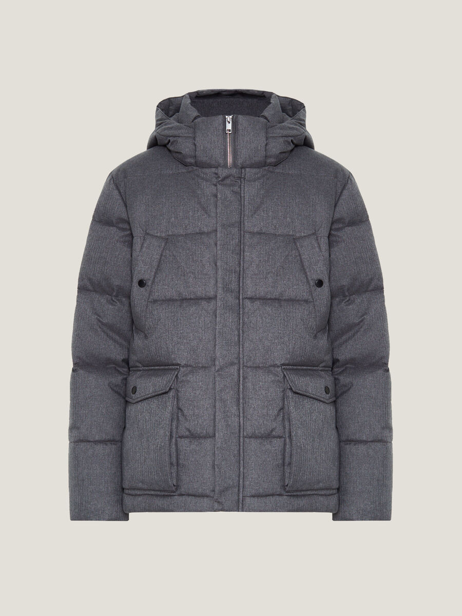 Melange quilted down jacket with hood_3