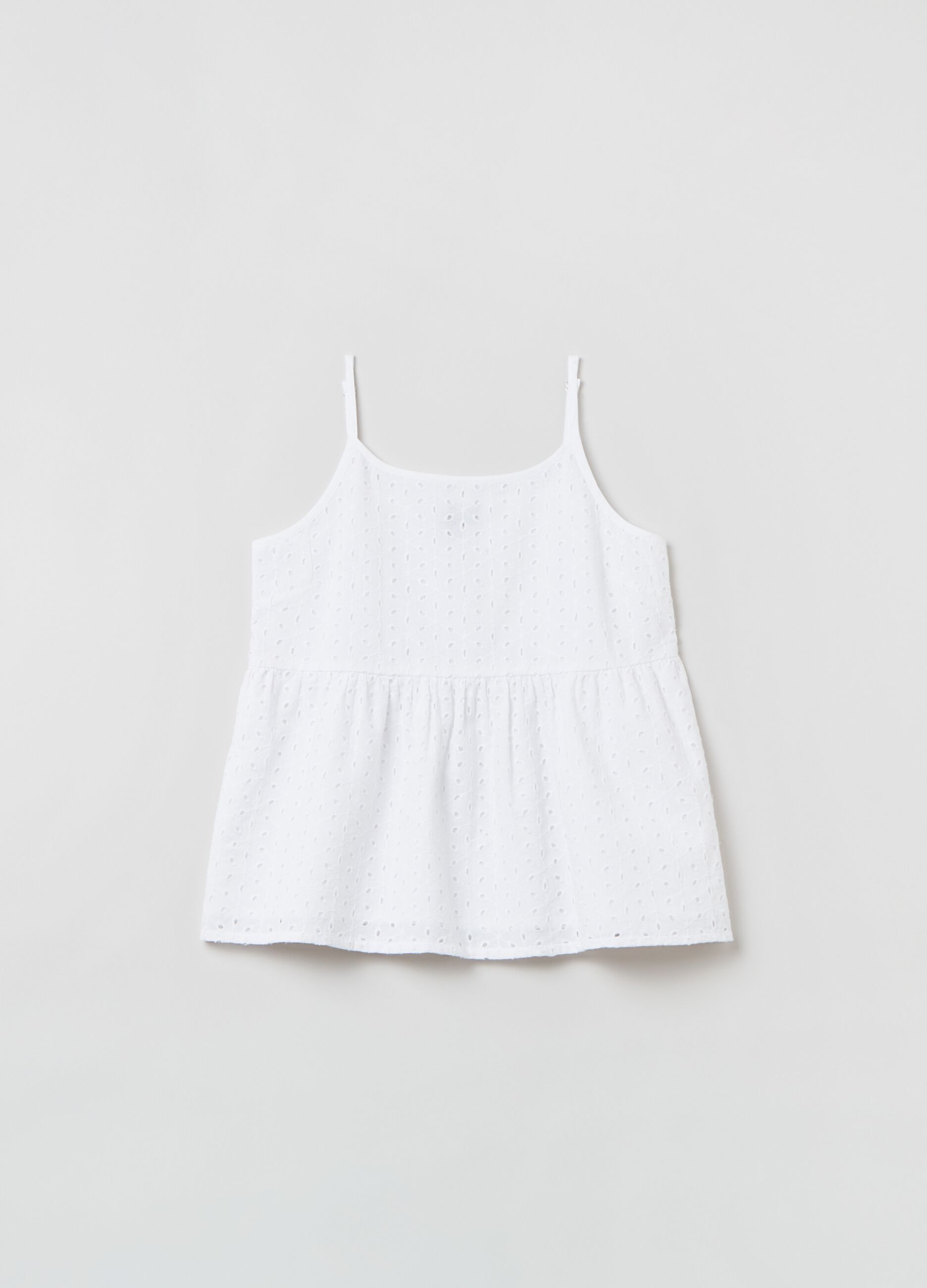 Cotton broderie anglaise blouse with flounce