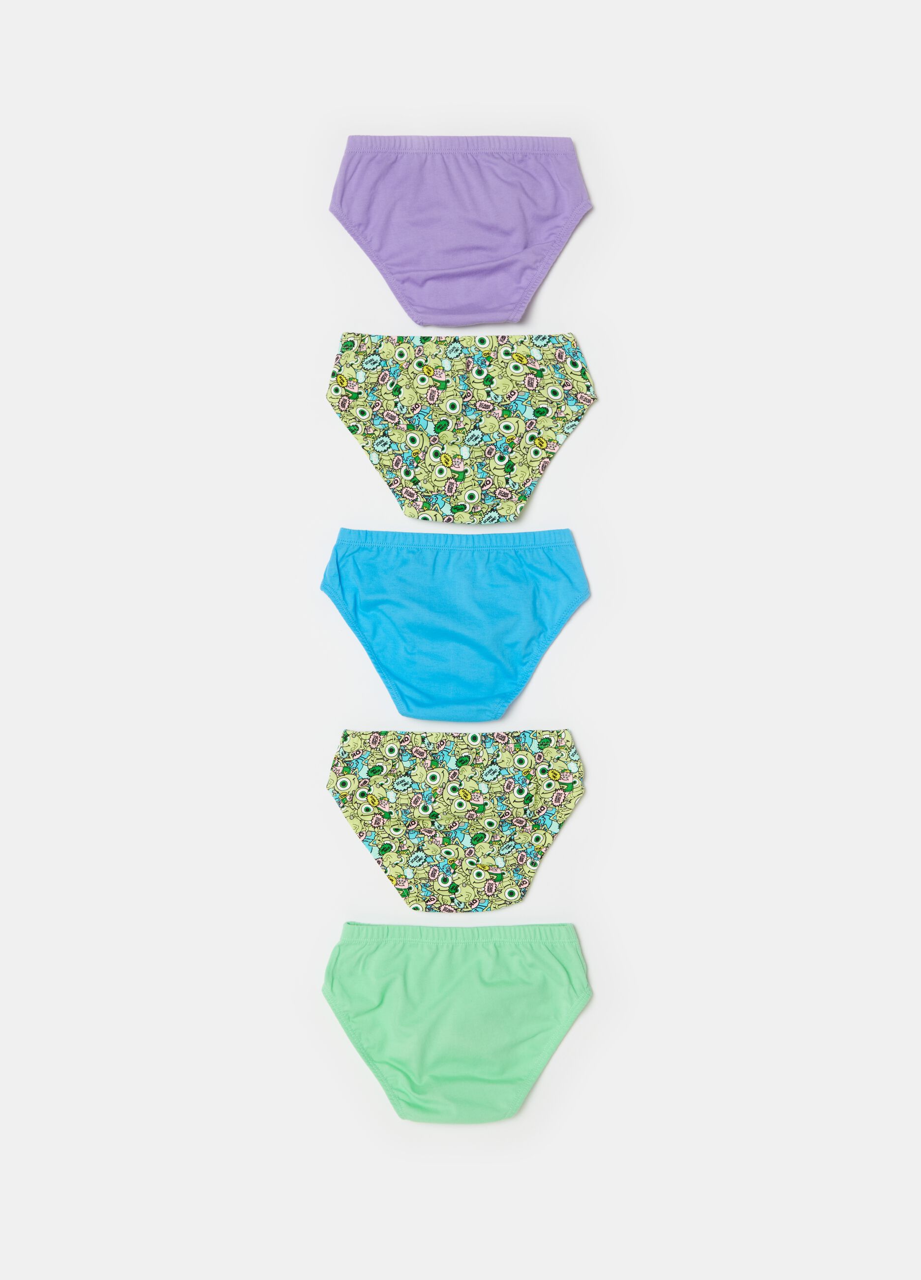 Five-pack cotton briefs with Monsters Inc. print