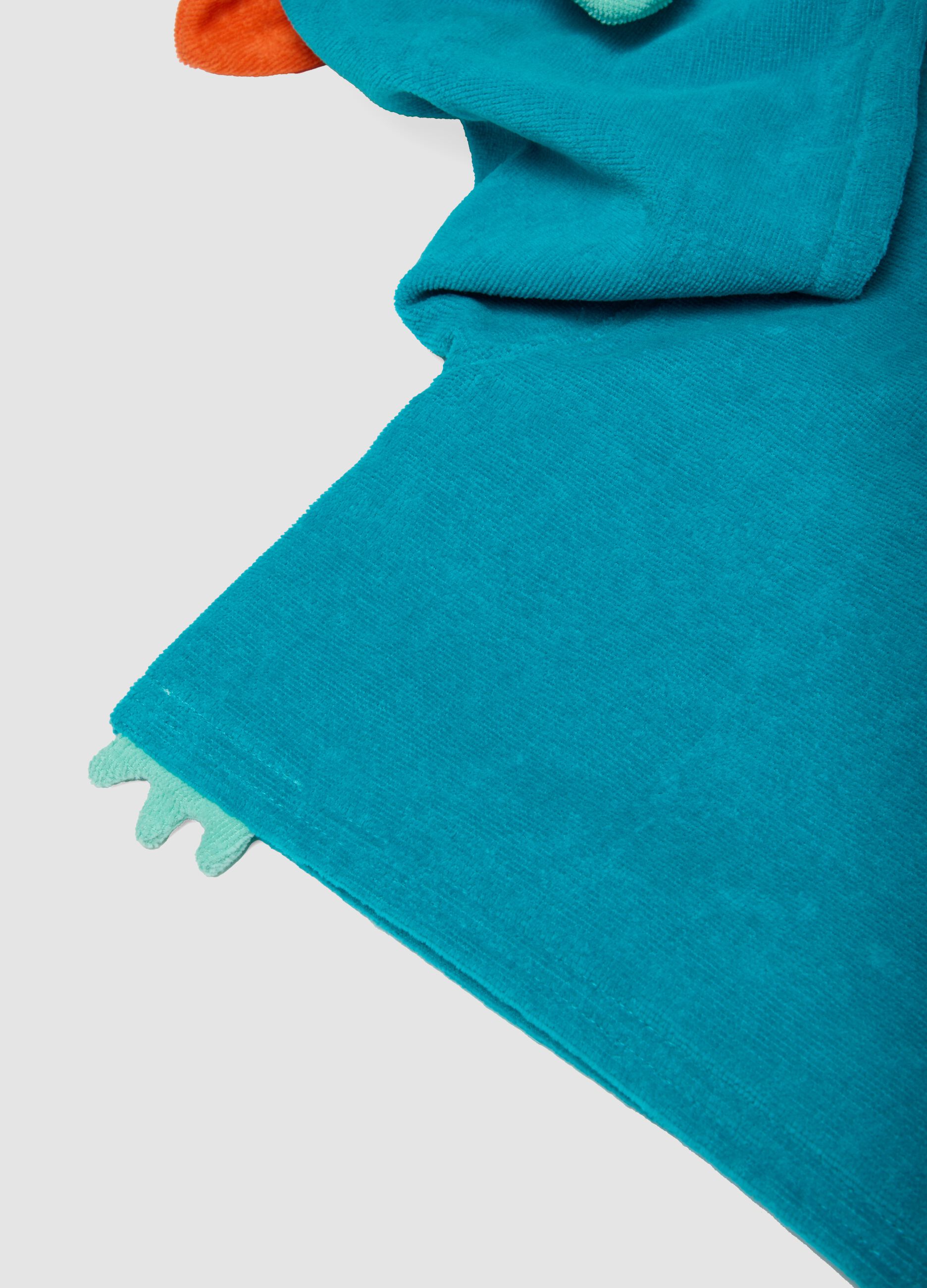 Blue organic cotton hooded poncho