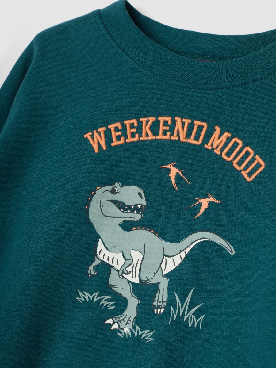Pigiama verde in puro cotone organico con stampa dinosauro regular fit_3