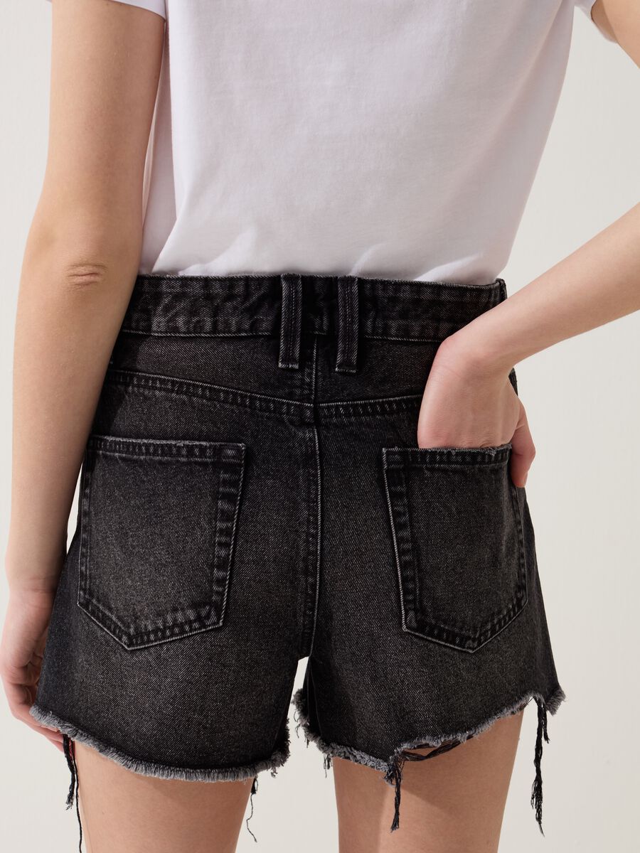 Denim shorts with rips and high waist_2