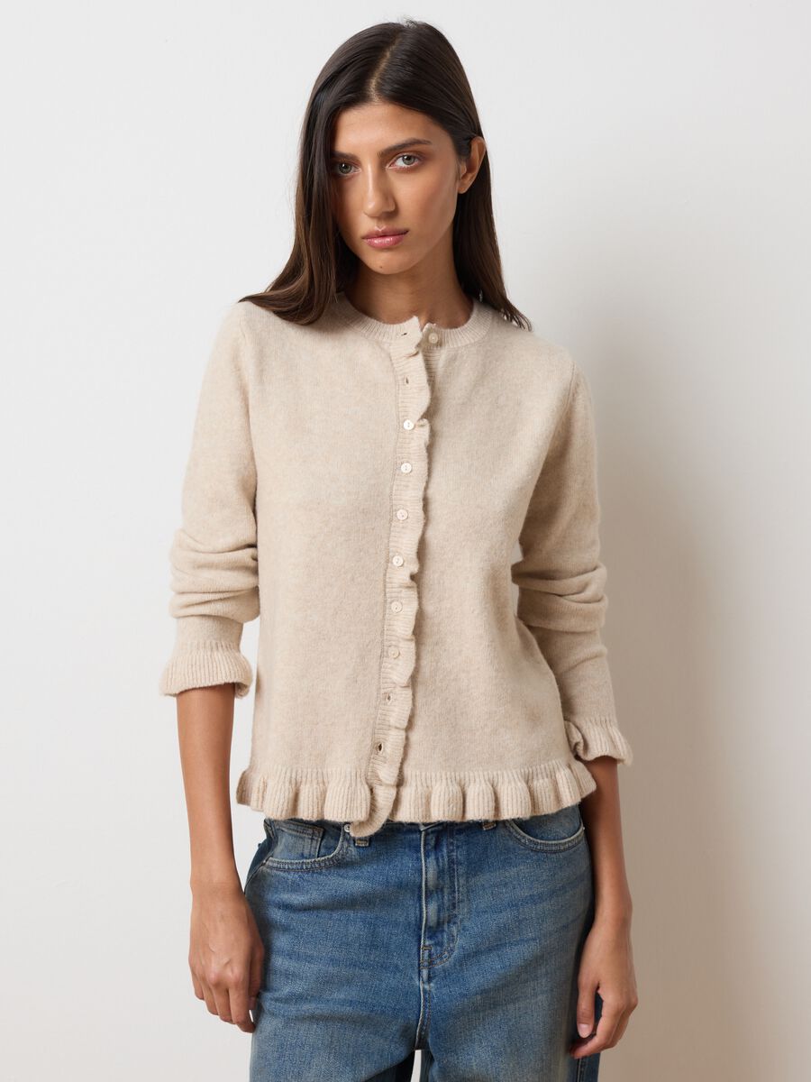 Beige wool blend cardigan_1