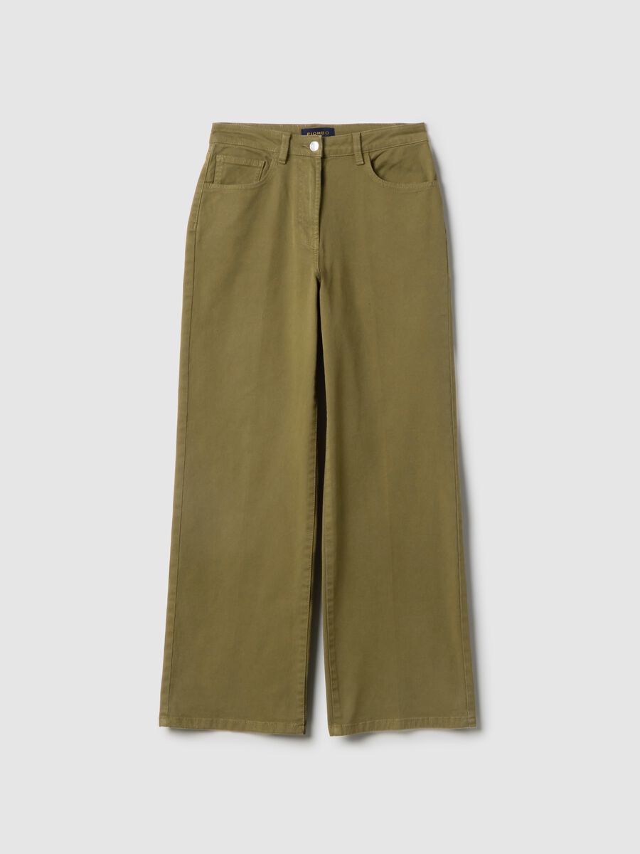 Regular fit stretch cotton green chino trousers_4