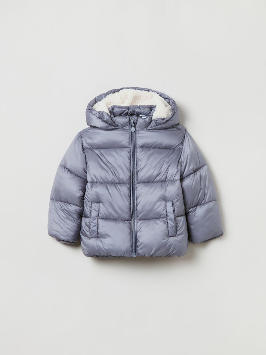 Quilted and padded jacket with hood_0