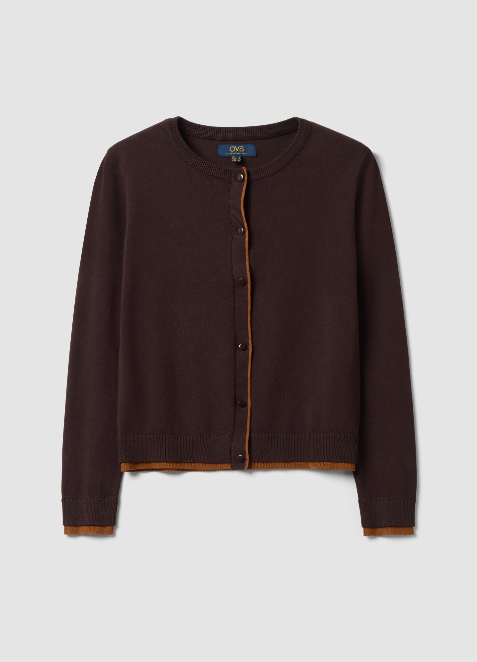 Brauner Cardigan aus Viskosemix mit langen &Auml;rmeln