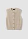 White pure cotton knitted gilet with crew neck, regular fit_0