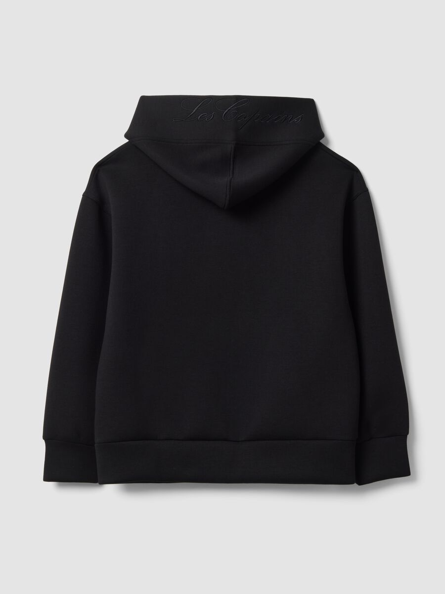 Black stretch viscose full-zip hoodie, oversized fit_6