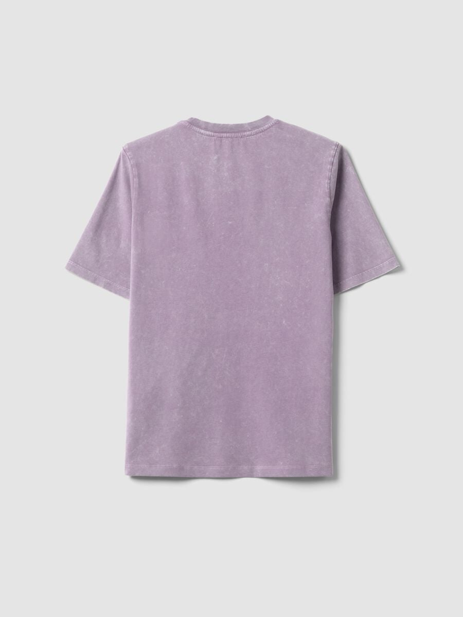 Purple pure cotton T-shirt with floral print, relaxed fit_2