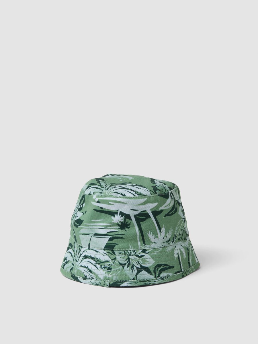 Gorro bucket verde de jersey de algod&oacute;n puro_0
