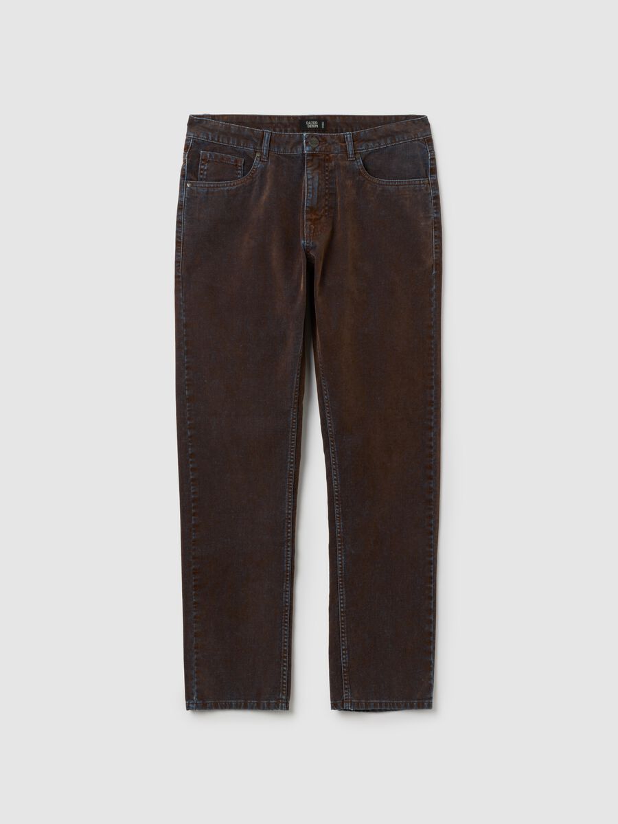 Brown pure cotton regular fit jeans_4