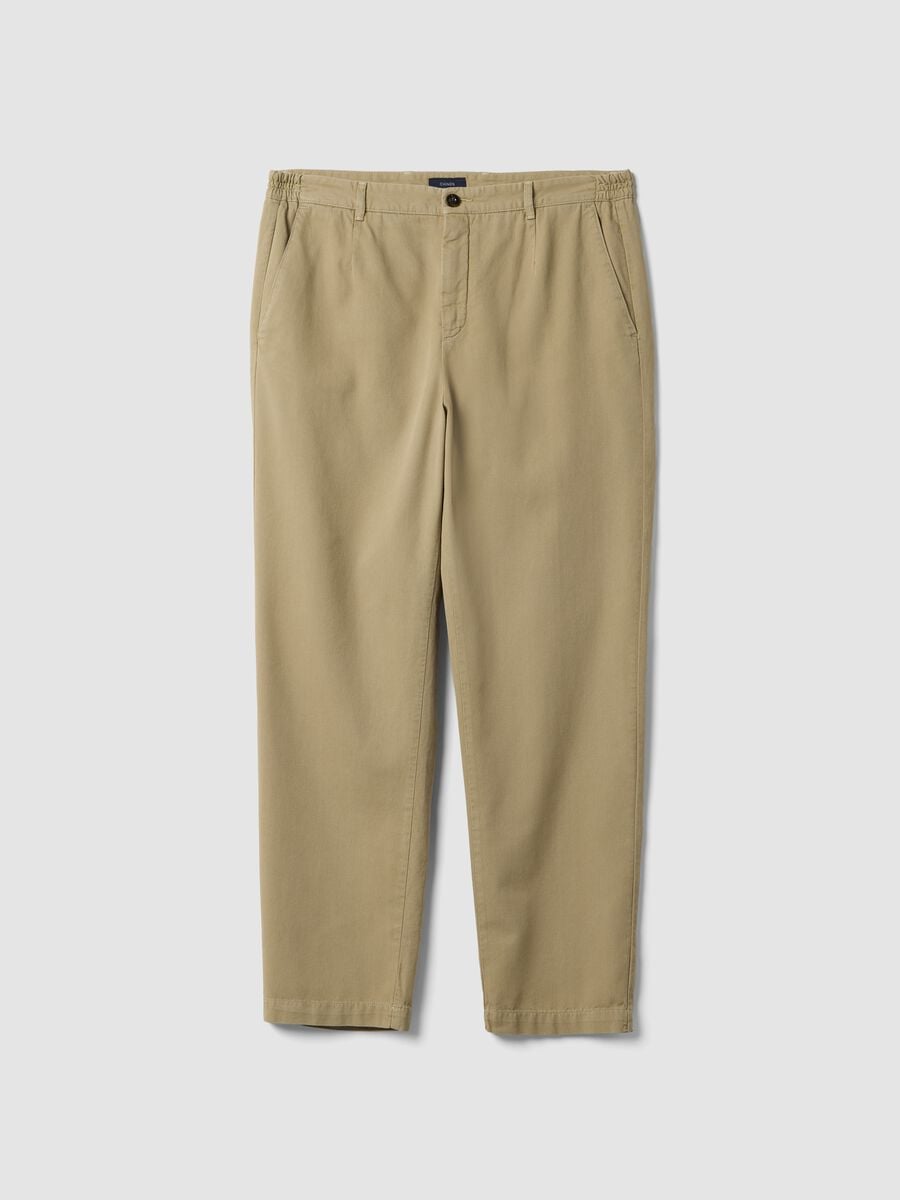 Beige pure cotton carrot-fit chino trousers_0