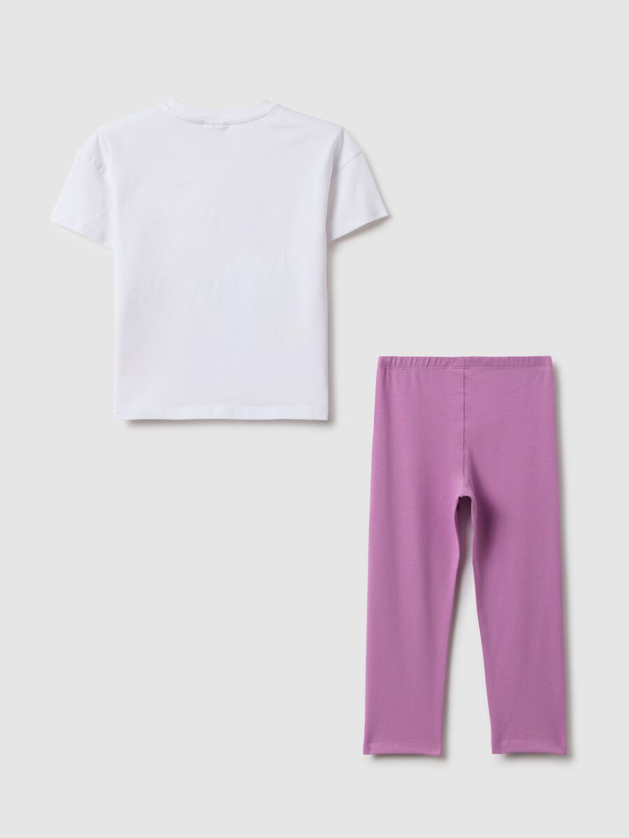 Girls' multicolour stretchy cotton t-shirt and leggings set_1