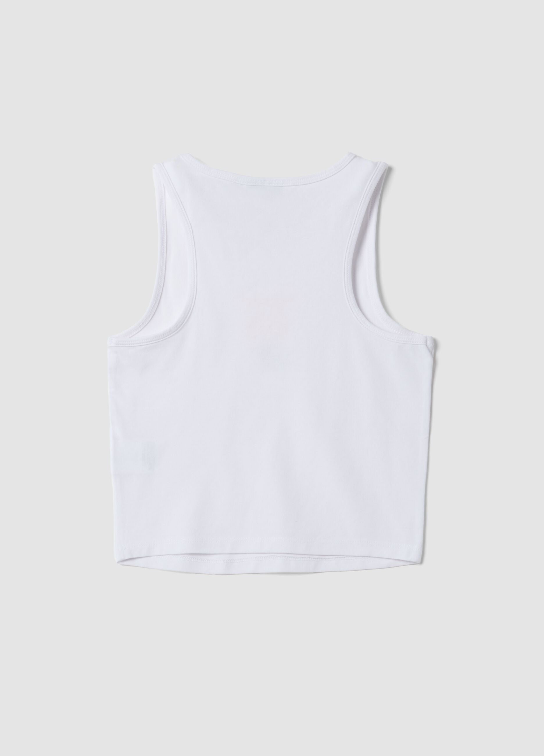 Tank top bianco in cotone elasticizzato con stampa Miami Heat fitted per ragazza