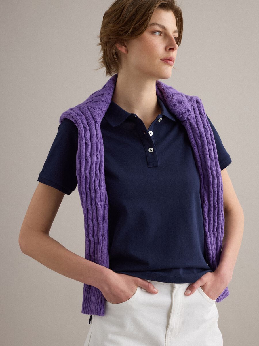 Blue regular fit organic cotton polo shirt_1