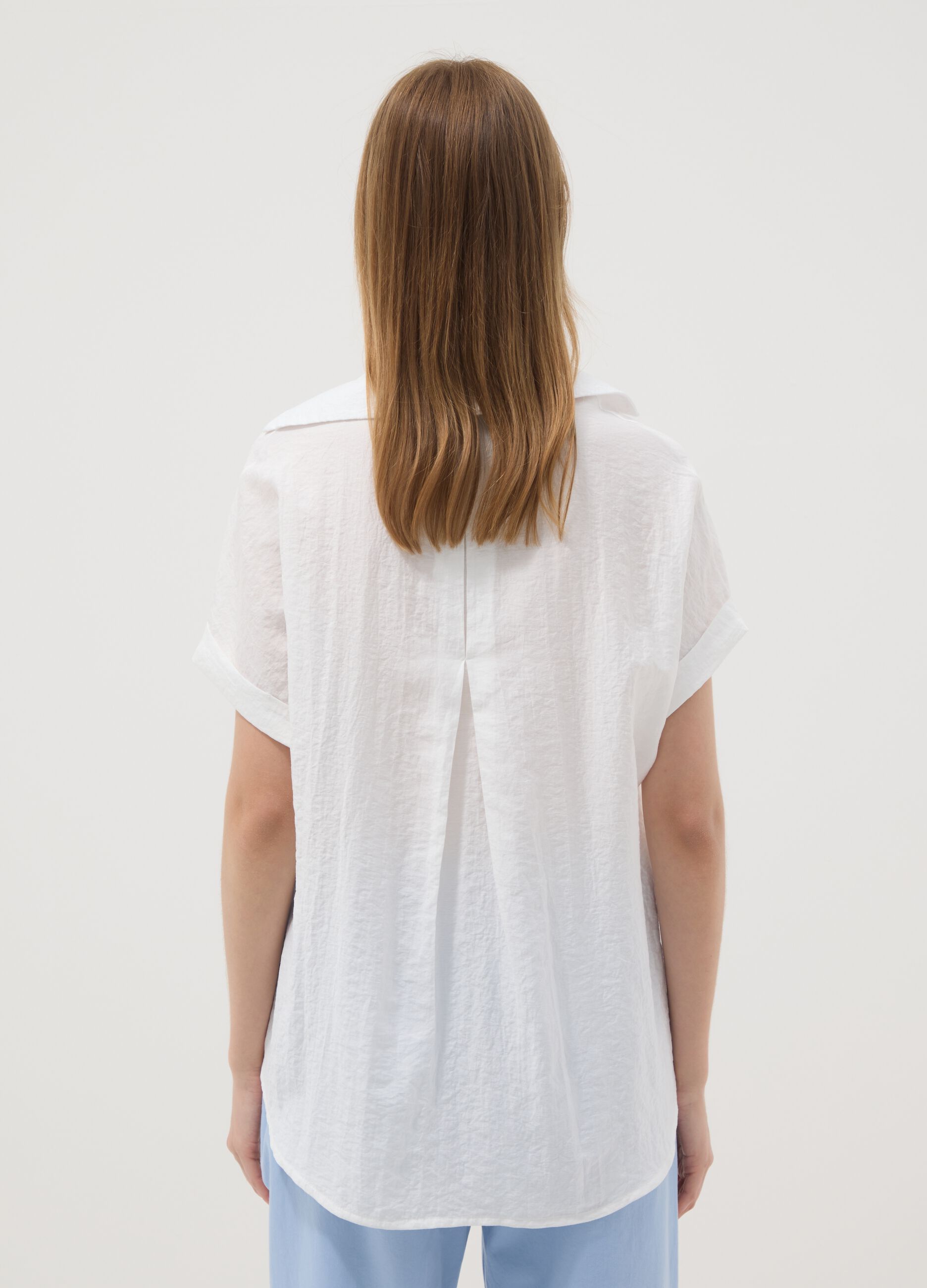 White viscose-blend shirt