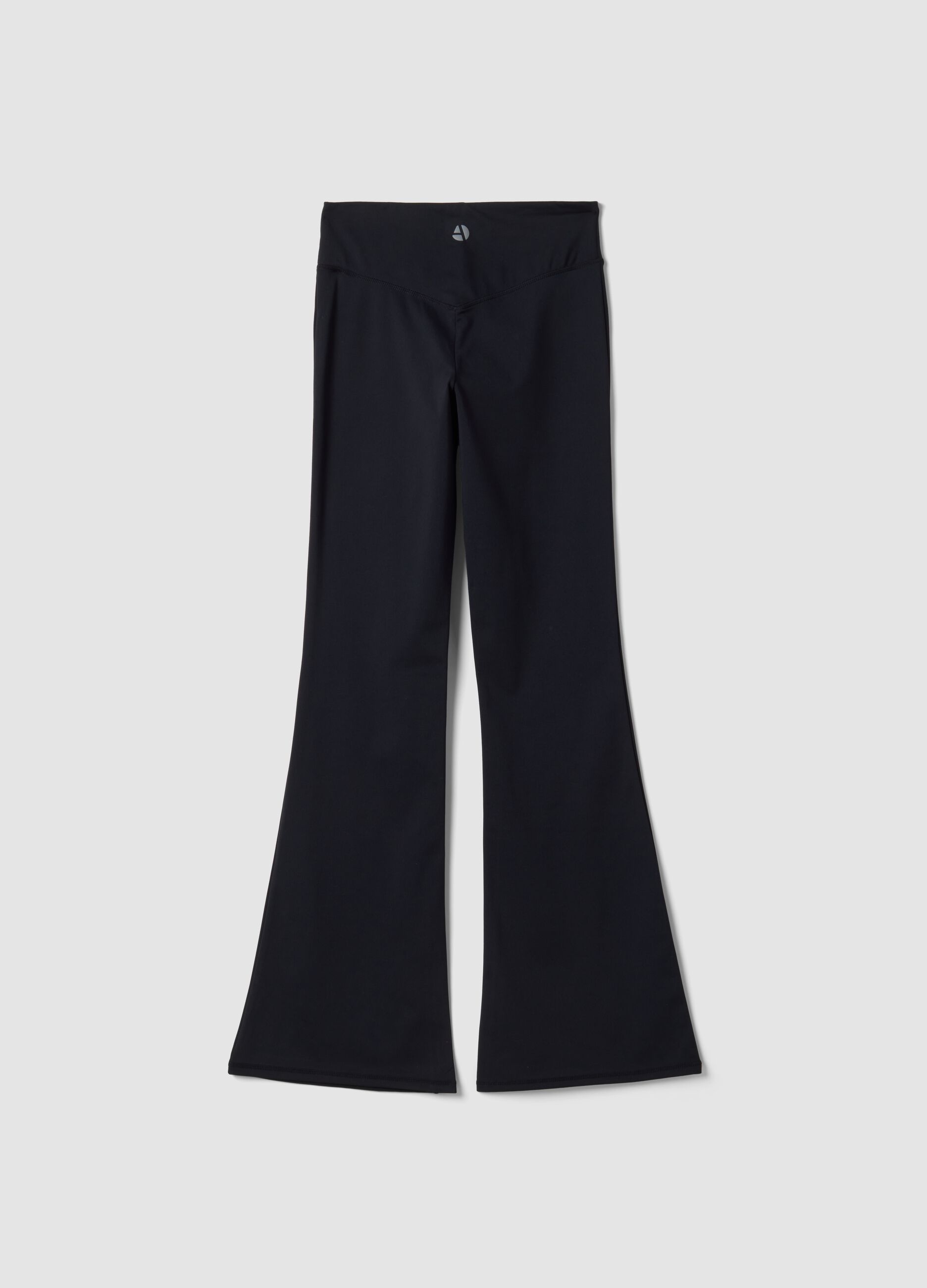 Blue flared leggings in stretchy fabric