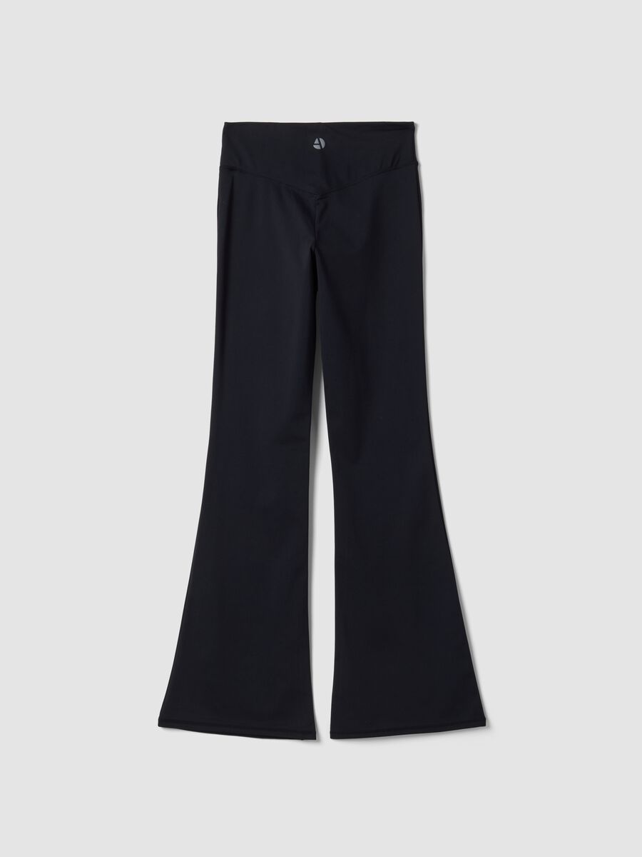 Blue flared leggings in stretchy fabric_6