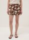 Brown stretch cotton shorts with floral print_1