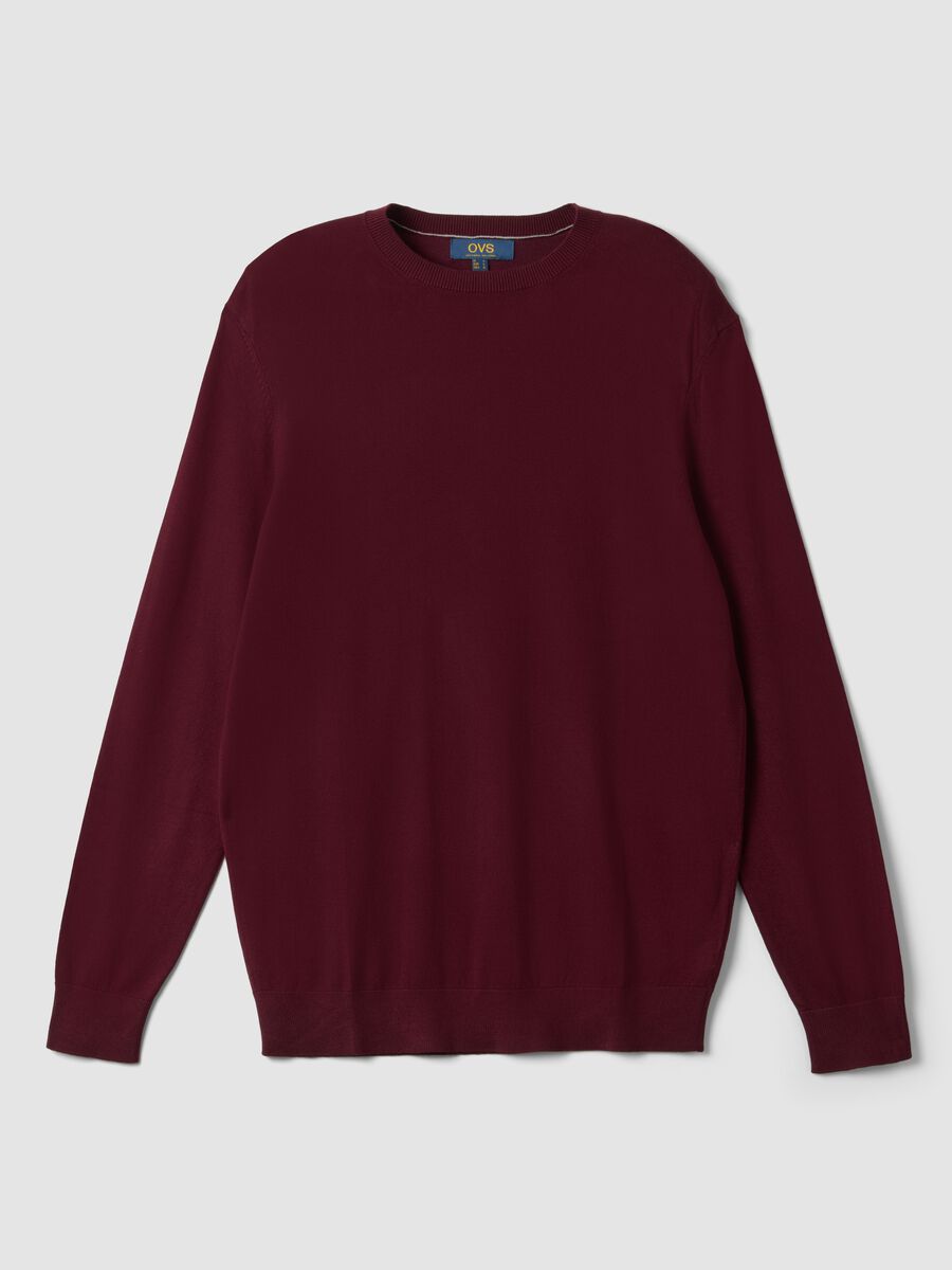 Burgundy viscose-blend crew-neck jumper, regular fit_3