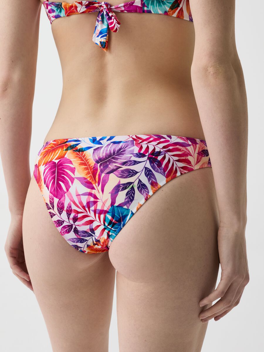 Slip bikini con fascette stampa foliage_1