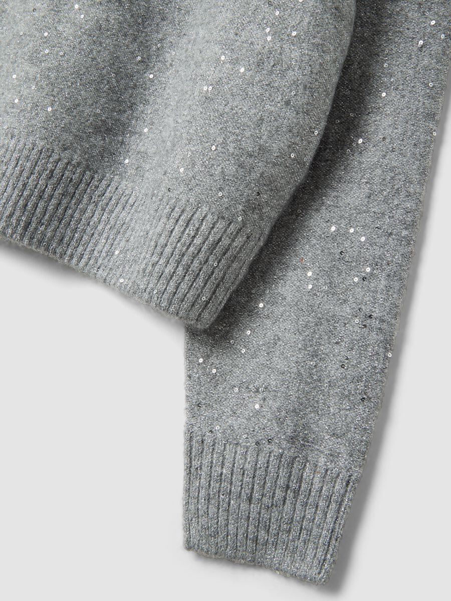 Grey marl stretch jersey top with sequins, regular fit_2