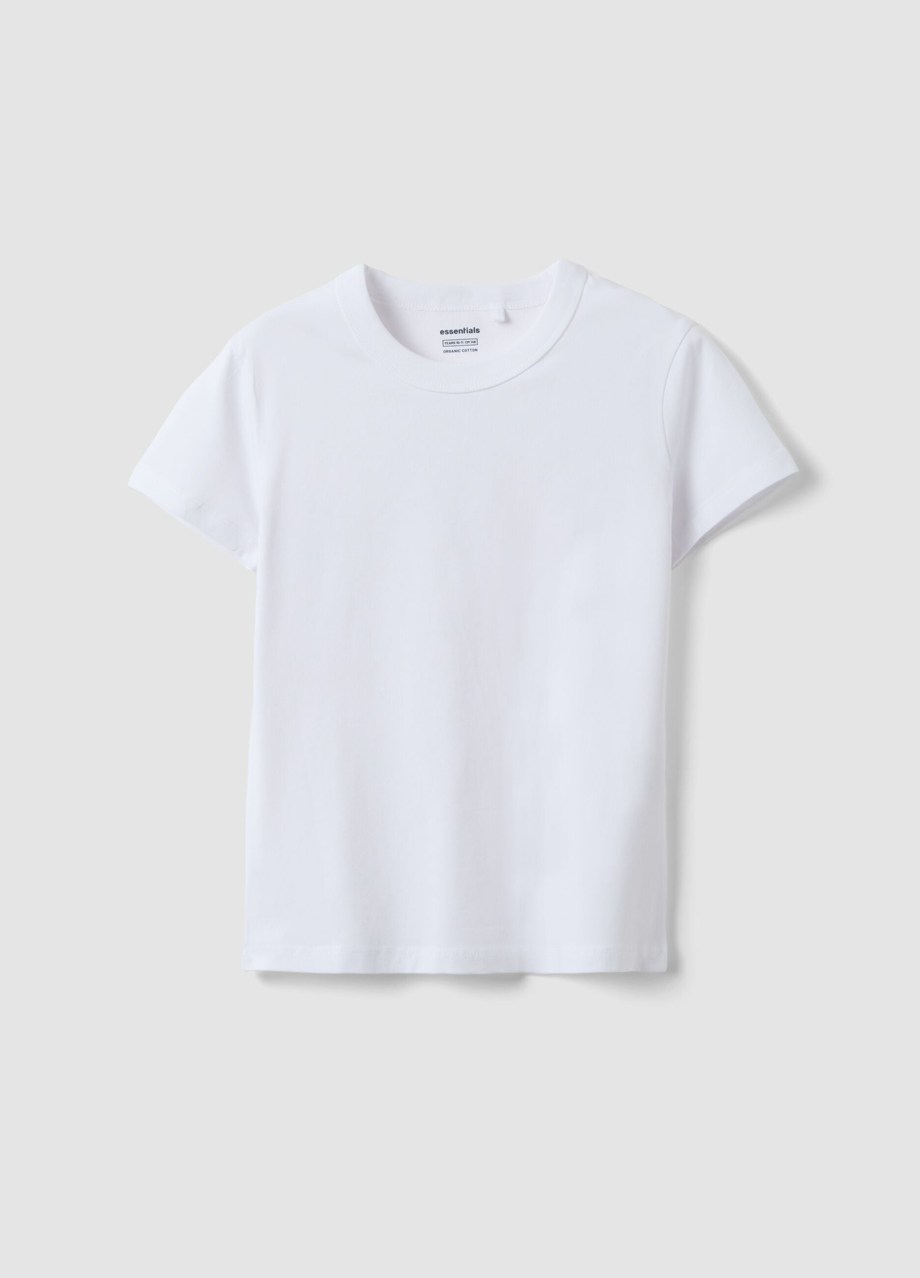 T-shirt branca de algod&atilde;o el&aacute;stico para rapariga, corte regular
