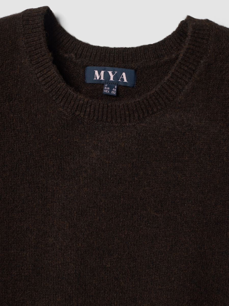 Brown wool-blend crew-neck gilet_1