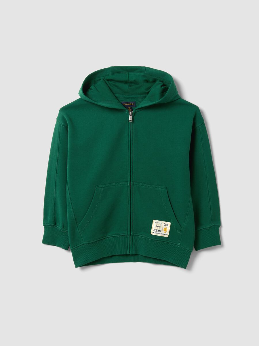 Green pure cotton hoodie, regular fit, for boys_0