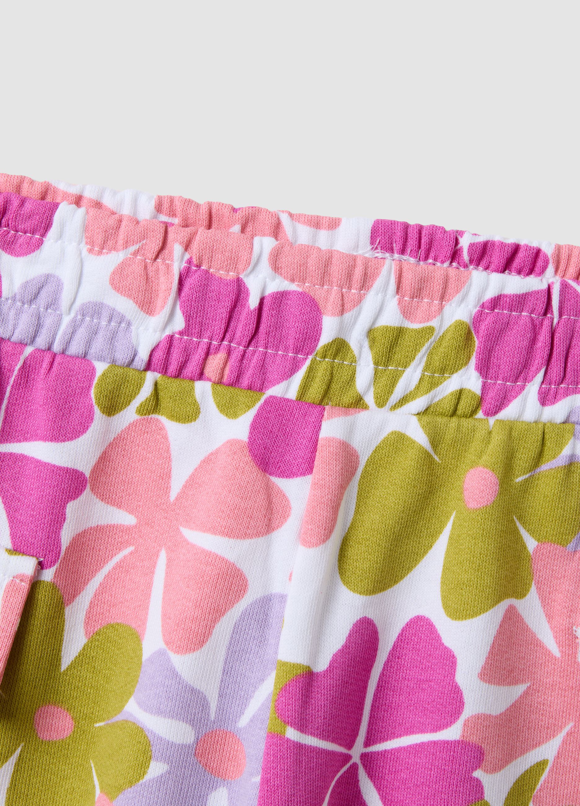 Pure cotton multicolour floral print shorts for girls, regular fit