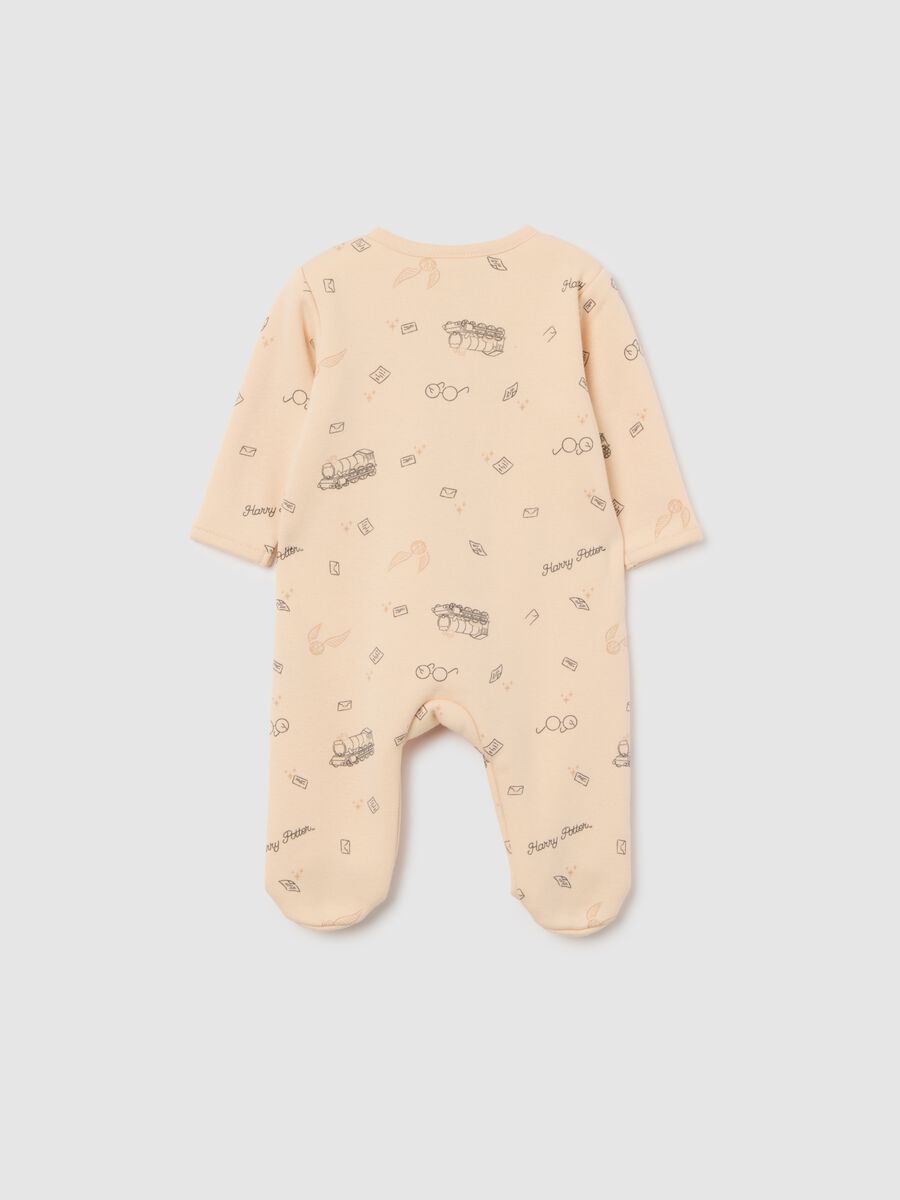 Beige baby girl jumpsuit with Harry Potter print_1
