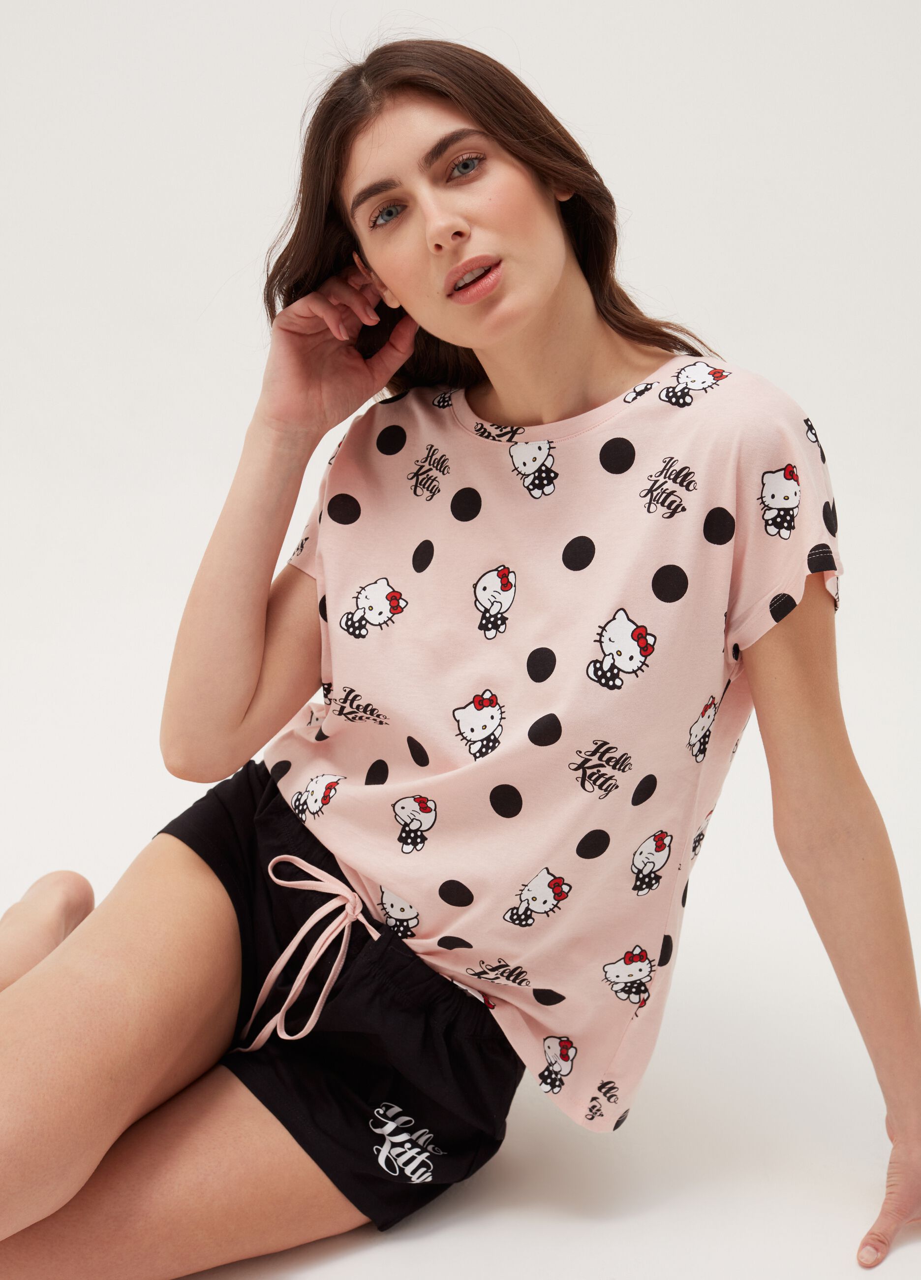 Pijama de algodón de lunares Hello Kitty