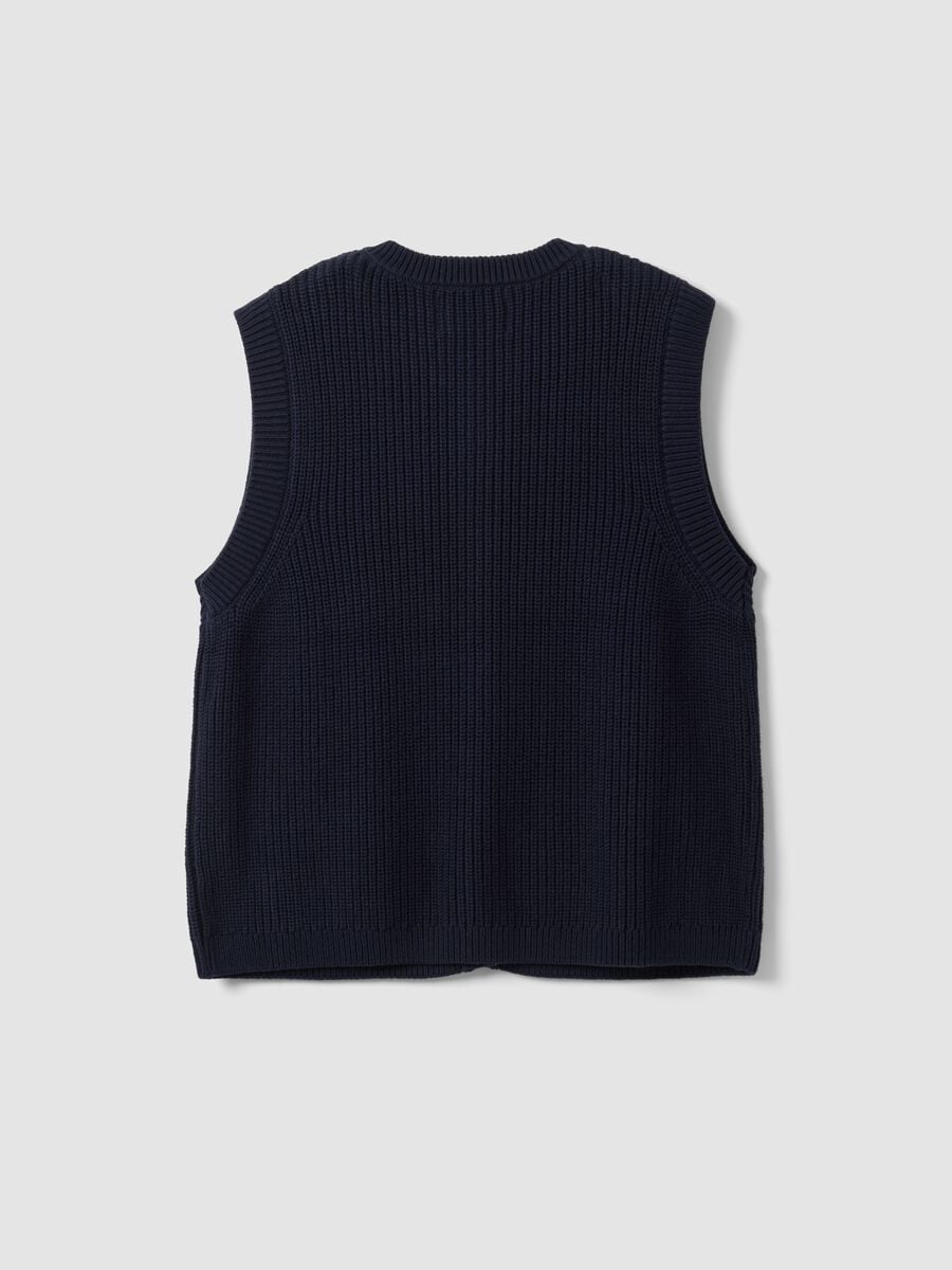 Blue pure-cotton knitted gilet in a regular fit_2
