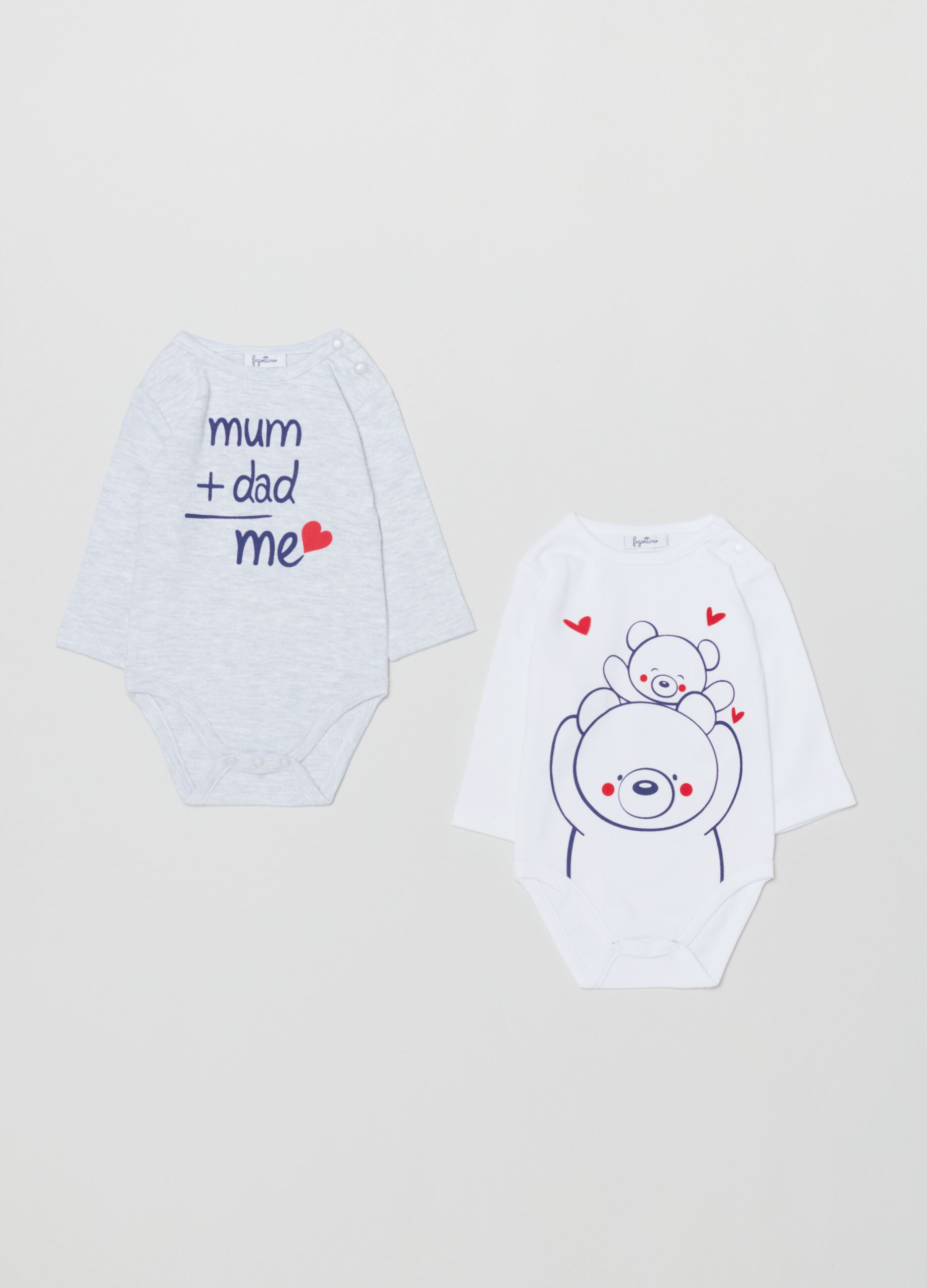 Two-pack long-sleeved bodysuits with print_0