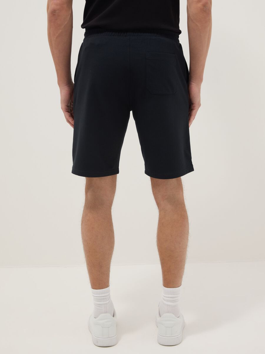 Black Regular Fit Cotton Blend Bermuda Shorts_2