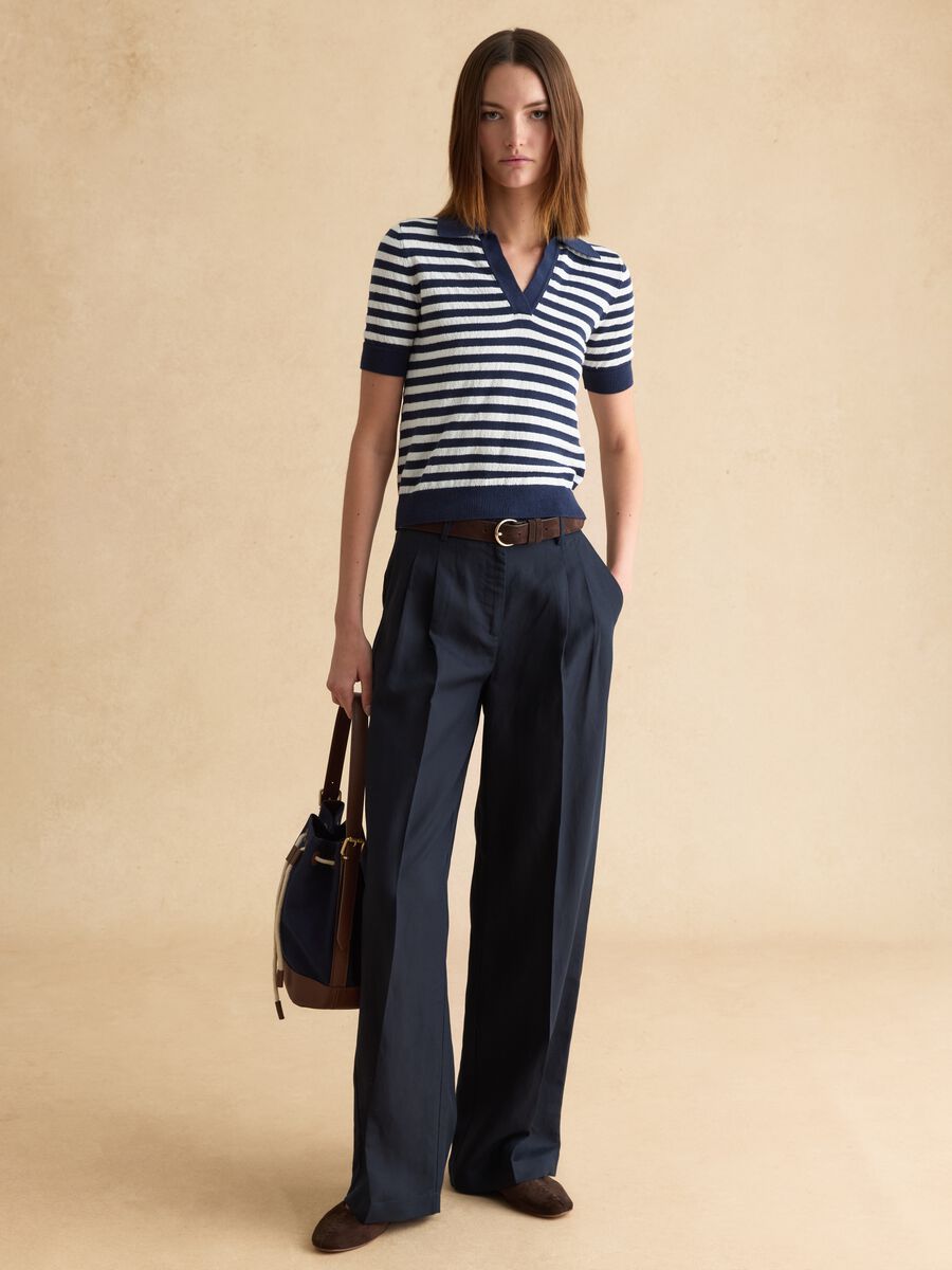 Regular fit multicolour striped cotton blend jumper_0