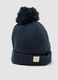 Blue pure cotton knitted hat with pom‑pom_2