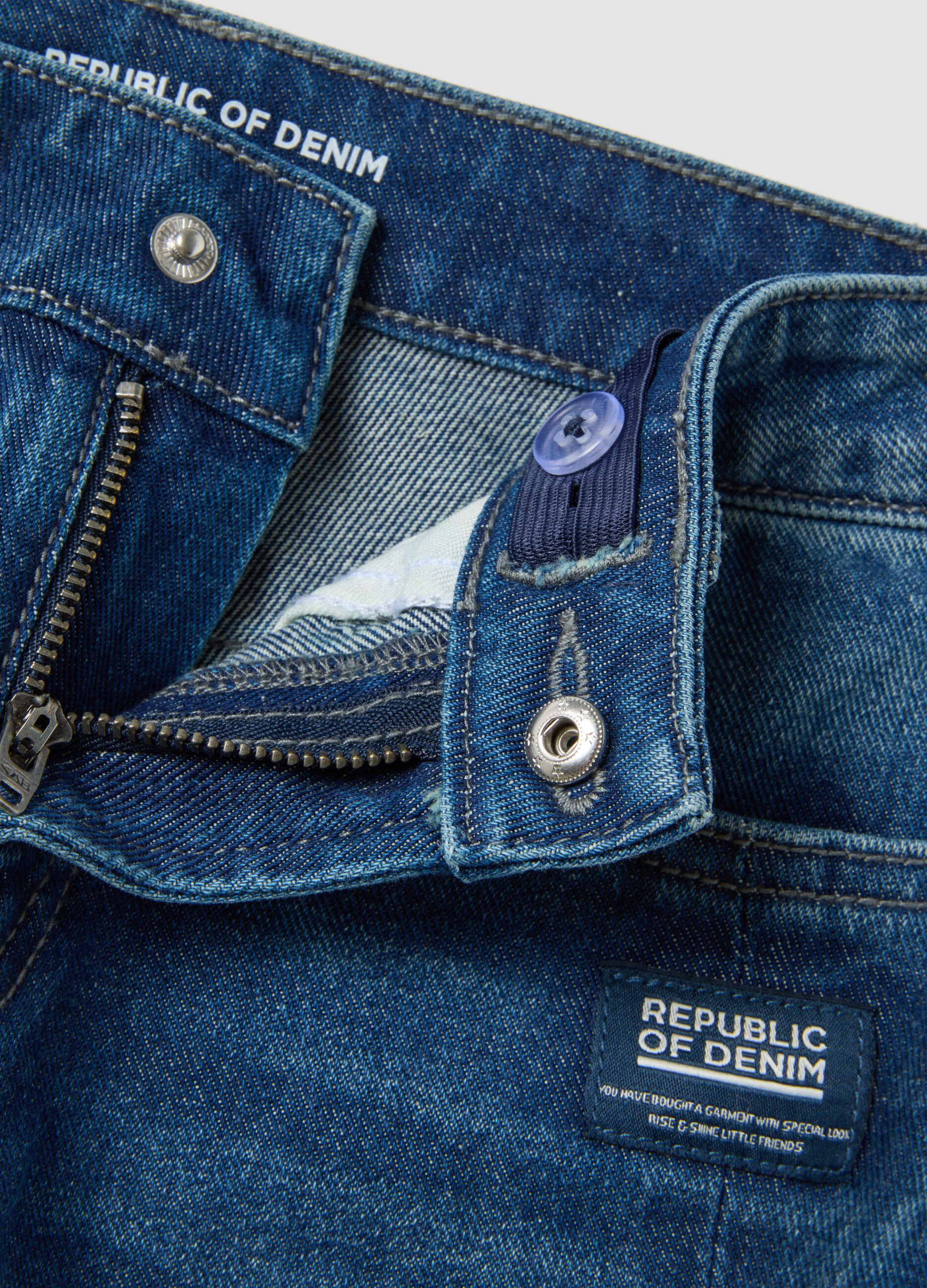 Jeans blu in puro cotone baggy fit per bambino