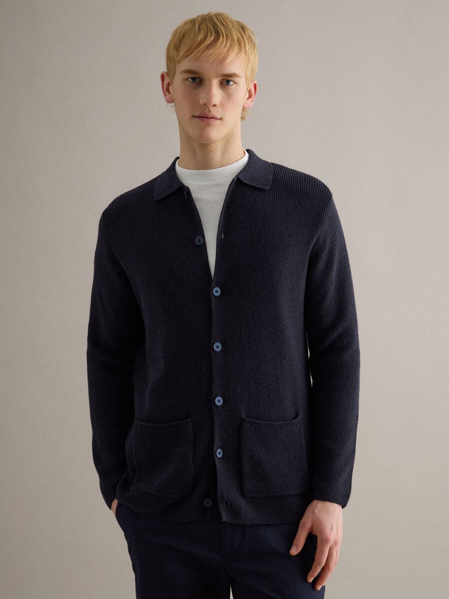 Pure Cotton Blue Regular Fit Cardigan_1